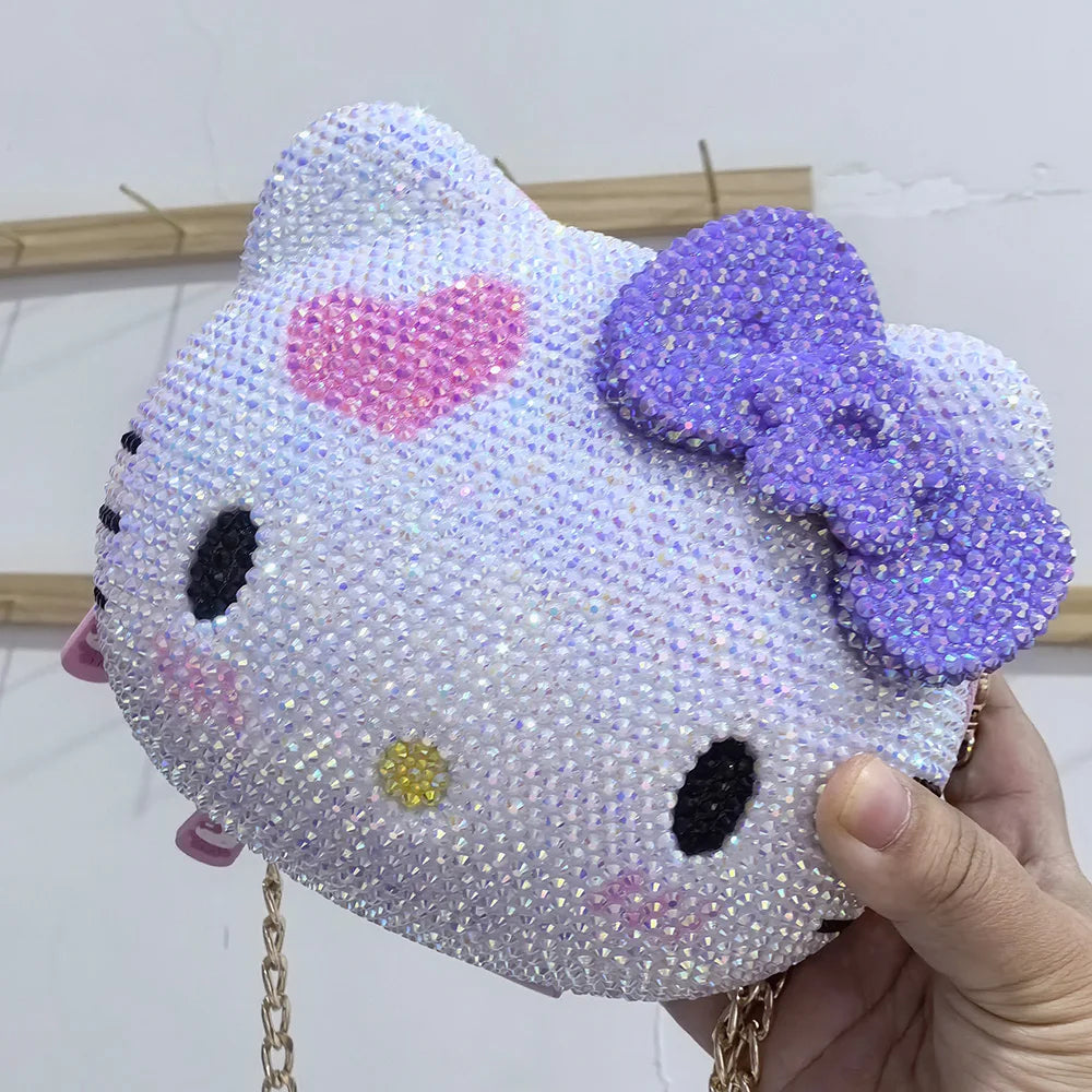 Hello Kitty Rhinestone Bling Leather Mini Bag – Cute Organizer for Earphones, Cables & Small Accessories