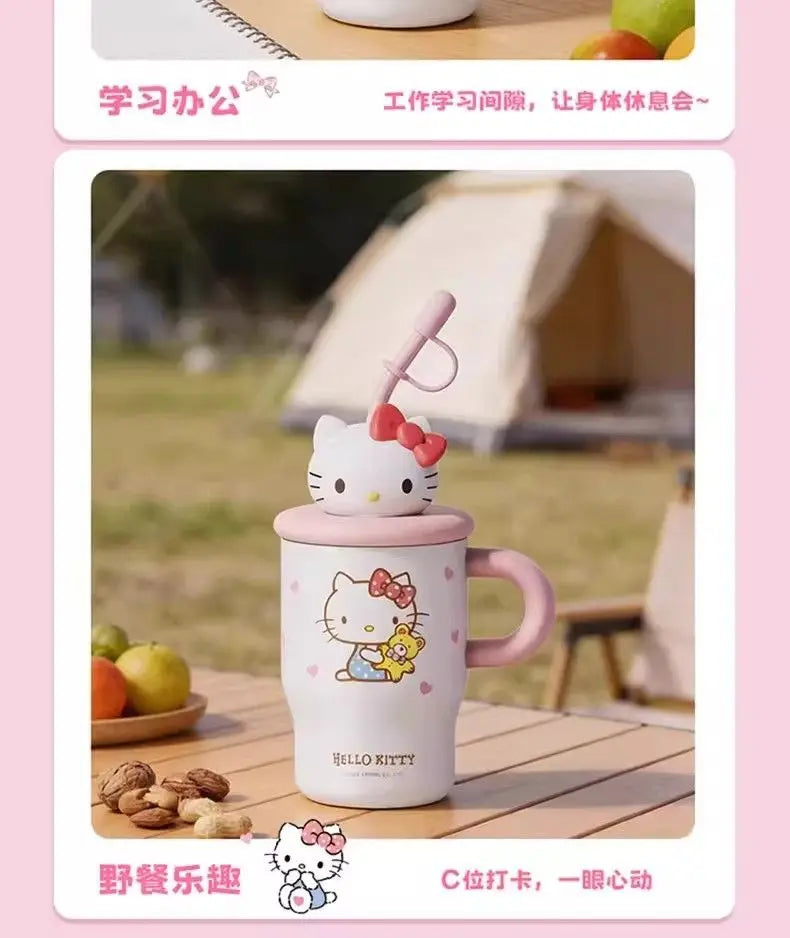 Anime Sanrio Hello Kitty Thermos Cup Cinnamoroll Girls Gift Cute Large Capacity Sippy Cup Cartoon Kawaii Lovely Student 2026