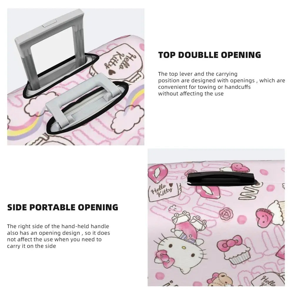 Custom Girls Kitten Classical Printing Luggage Cover Elastic Cute KT Cat Travel Suitcase Protective Covers Fits 18-32 Inch