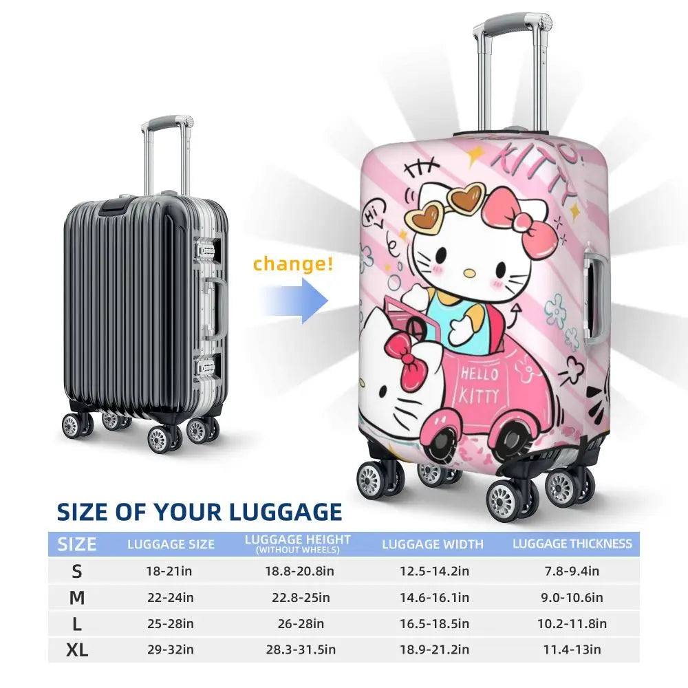 Custom Girls Kitten Classical Printing Luggage Cover Elastic Cute KT Cat Travel Suitcase Protective Covers Fits 18-32 Inch