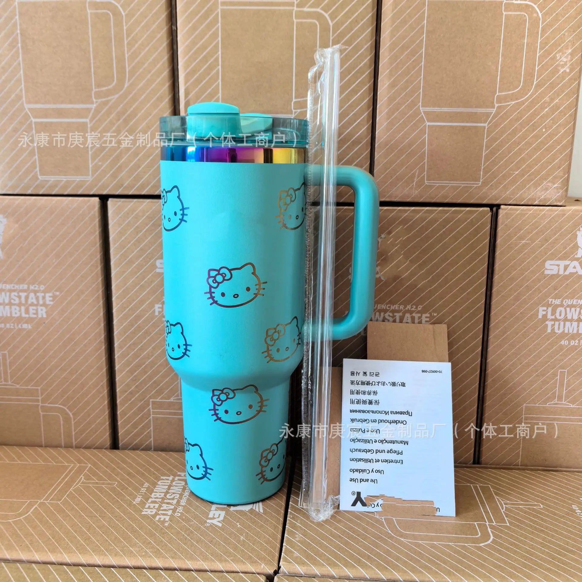 Hello Kitty Thermal Cup with Handle – Large Capacity Insulated Car Tumbler – Stainless Steel Ice Cup Water Bottle Mug for Girls Daily Outdoor Use