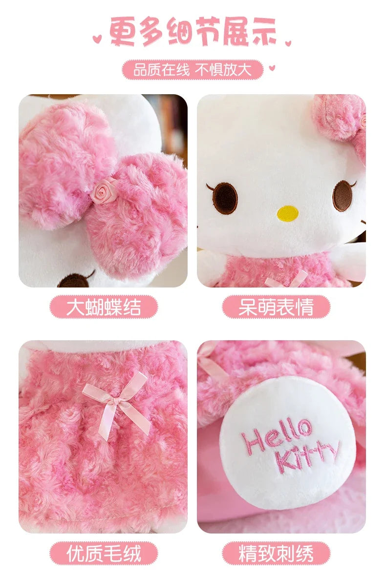 35cm Sanrio Hello Kitty & My Melody Plush Doll – Kawaii Rose Soft Stuffed Pillow Toy for Kids & Gifts