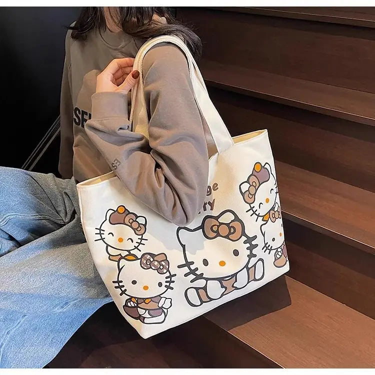Hello Kitty Handbag Cute Cartoon Versatile Large Capacity Handbag Women Supplies Desktop Accessories Student Gift Wholesale