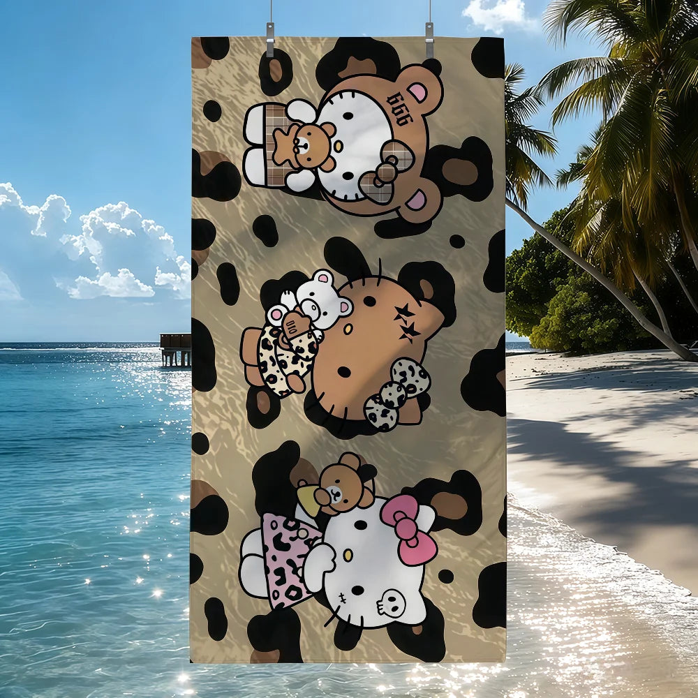 Sa H-HelloK-Kitty Leopard DarkSkinned Hottie Quick Drying Beach Towels Are Suitable For Swimming Pools Camping Yoga And The Gym
