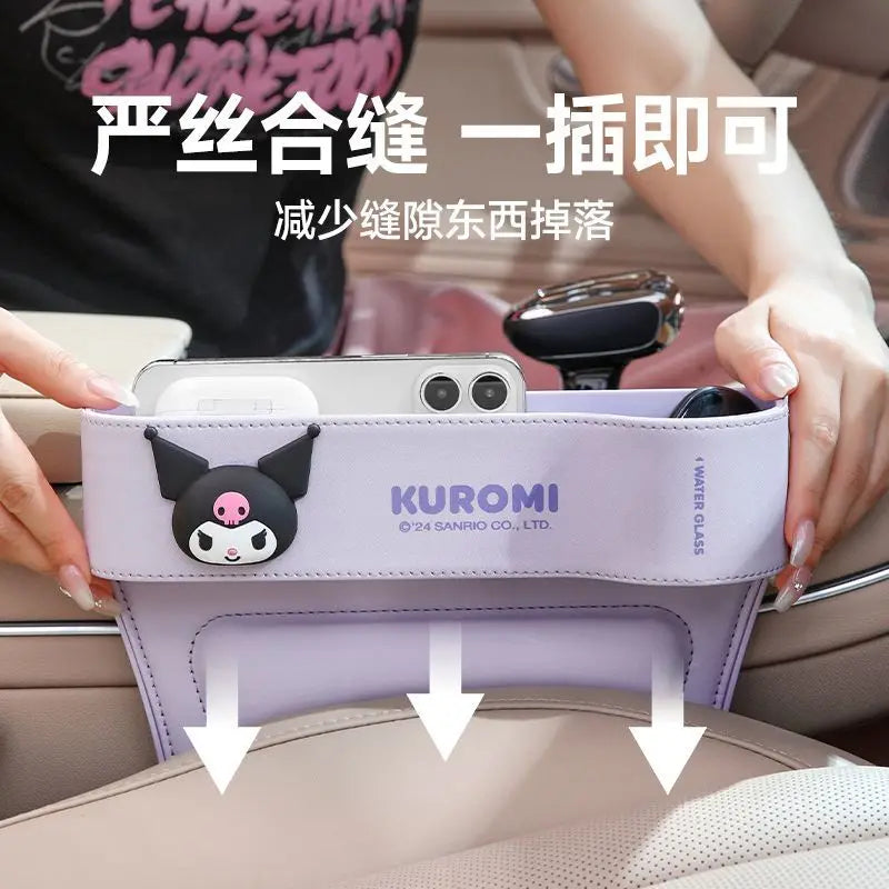 Cute Sanrio HelloKitty 2026 Car Storage Organizer for Seat Gap Kuromi My Melody Cartoon Anime Kawaii Phone and Trash Holder