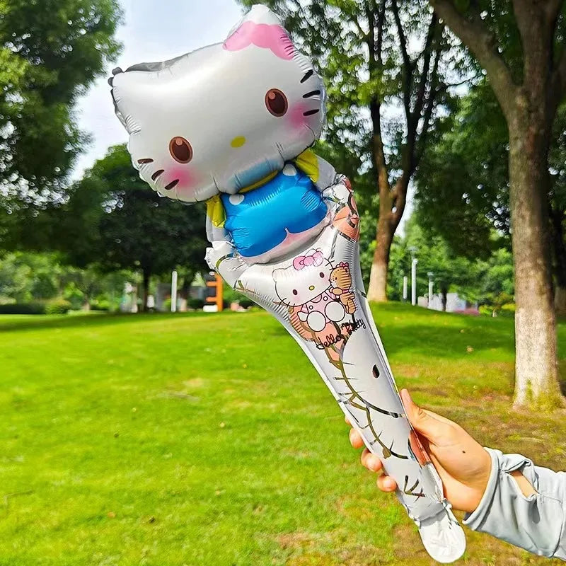 16pcs Hello Kitty Kuromi Melody Balloon Stick Foil Balloons Set Girl Happy Birthday Party Concert Atmosphere Props Gifts