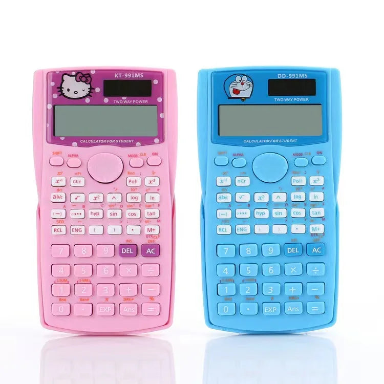 Cute Kitty 82MS Scientific Calculator 240 Functions with Dual Line Display for School Exams Students Engineering Math Statistics