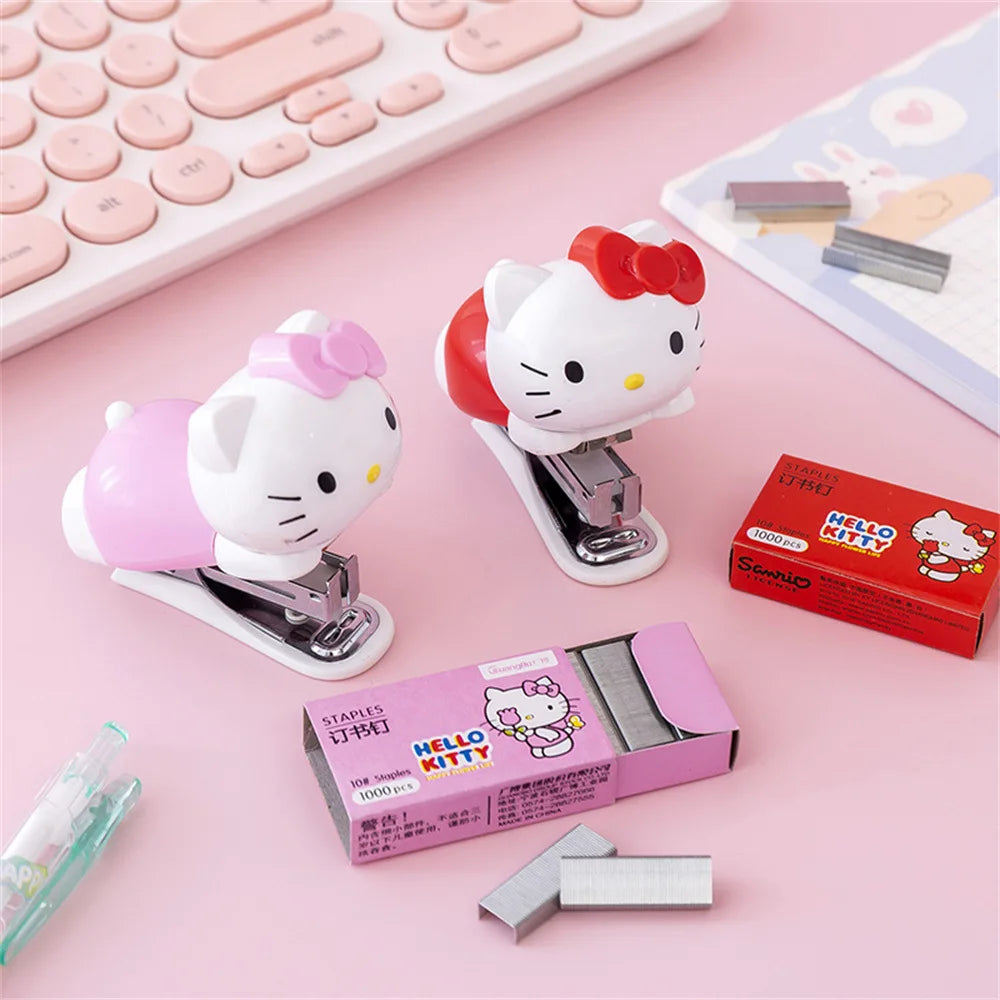 HelloKitty Cartoon Animation Handmade Stand Set Cute Manga Student Binding Machine School Office Binding Supplies Stand