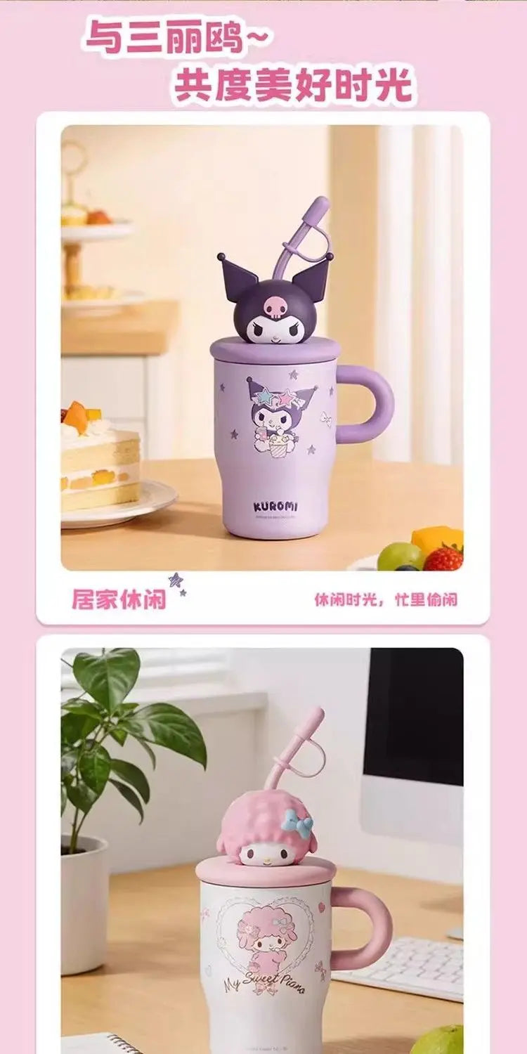 Anime Sanrio Hello Kitty Thermos Cup Cinnamoroll Girls Gift Cute Large Capacity Sippy Cup Cartoon Kawaii Lovely Student 2026