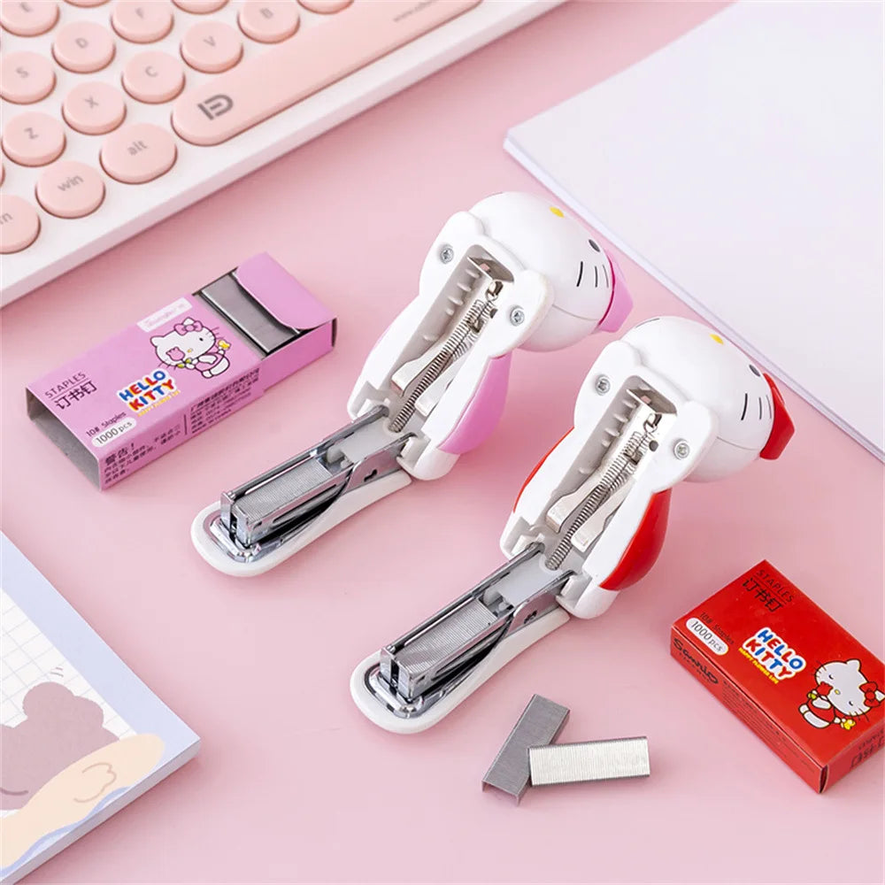 HelloKitty Cartoon Animation Handmade Stand Set Cute Manga Student Binding Machine School Office Binding Supplies Stand
