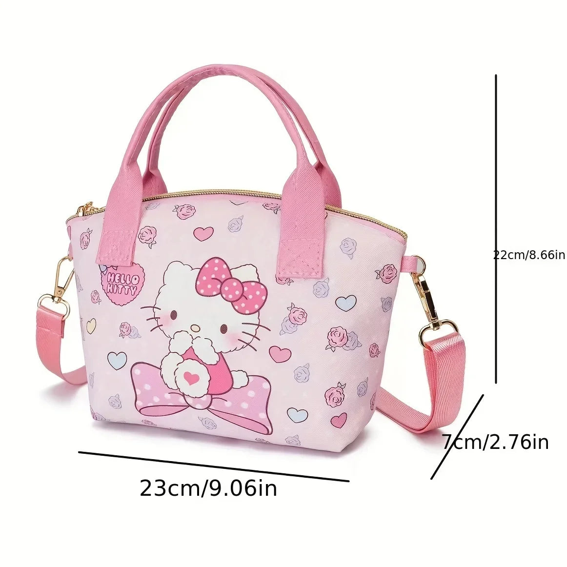 Hello Kitty & Friends Printed Tote Bag – Cute Cinnamoroll, Kuromi & My Melody Shoulder Handbag