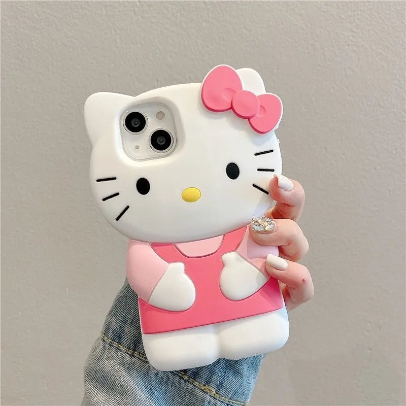 3D Candy Hello Kitty Cartoon Silicon Soft Phone Case for iPhone 17 16 15 Pro Max 14 Plus 12 Pro 13 Mini 11 7 8 X XS XR 4 5S