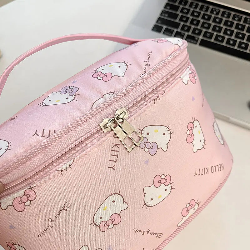 Hello Kitty Large Capacity Travel Makeup Bag – Portable Cosmetic & Toiletry Organizer with Compartments