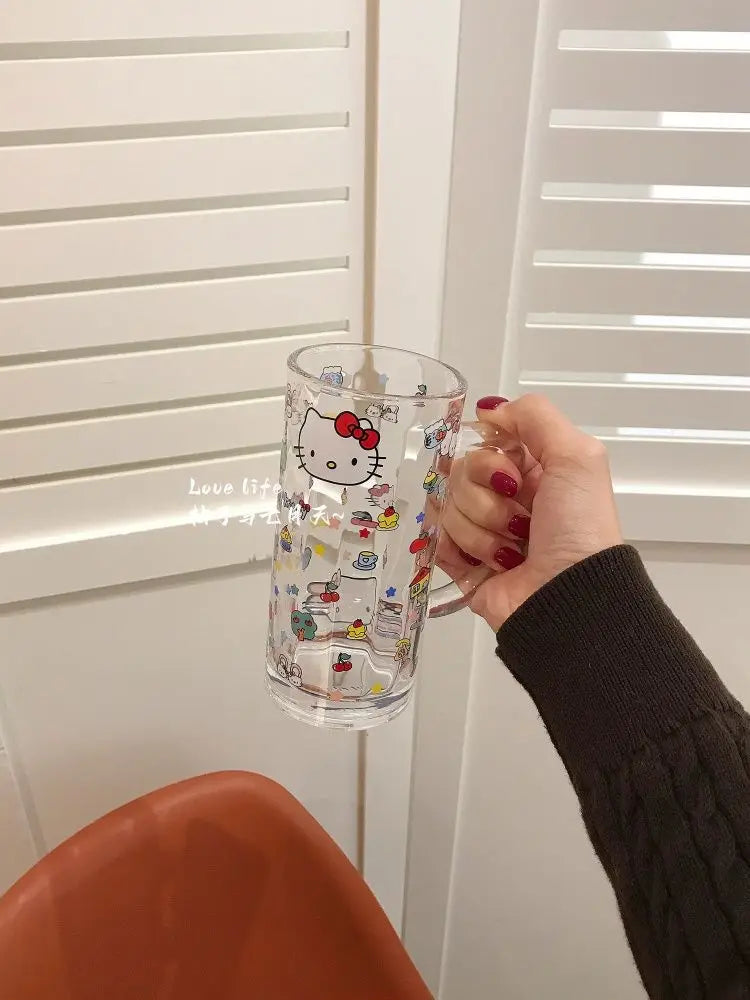 Sanrio Hello Kitty Glass Cup Yanzhijia Party Atmosphere Beer Mug Fashion Simple Cartoon Send To Friends Birthday Gift Cute 2026