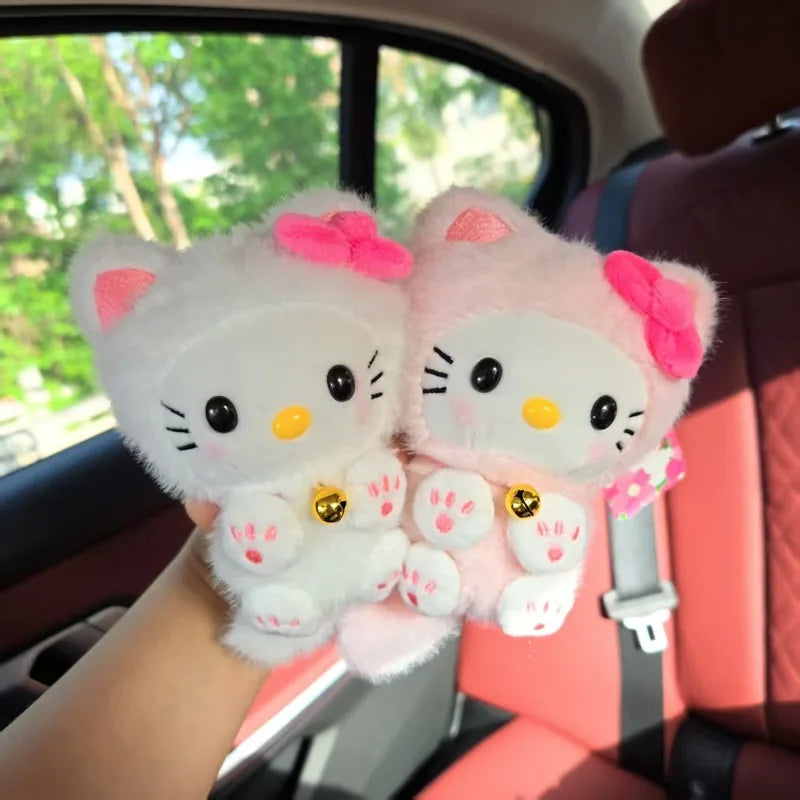 Hello Kitty White & Pink  Plush Bag Charm – Cute Kawaii Keychain & Soft Stuffed Accessory