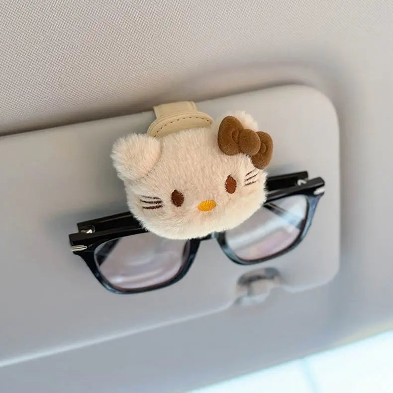 Hello Kitty & My Melody Magnetic Car Sunglasses Clip – Cute Visor Holder for Glasses Storage & Car Organization
