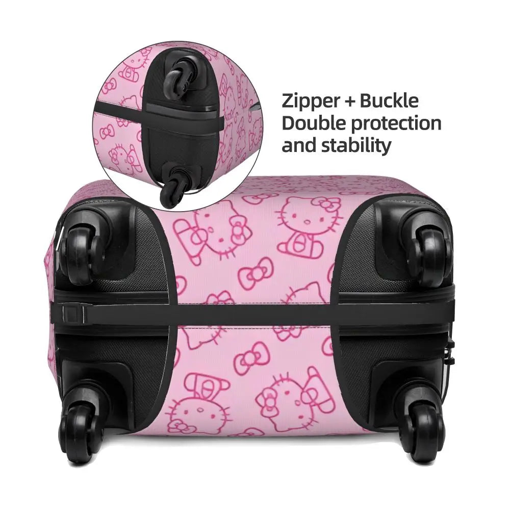 Custom Girls Kitten Classical Printing Luggage Cover Elastic Cute KT Cat Travel Suitcase Protective Covers Fits 18-32 Inch