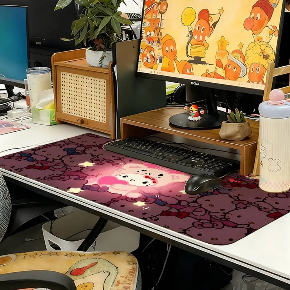 Kawaii Cartoon-H-hello-K-kittyS Cute Mouse Pad Computer Mat Deskpad Laptop Keyboard Mat Office Large Landscape Mousepad