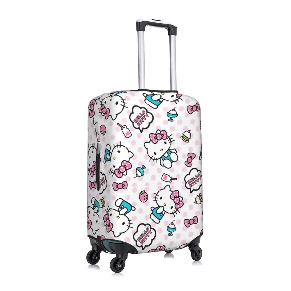 Custom Girls Kitten Classical Printing Luggage Cover Elastic Cute KT Cat Travel Suitcase Protective Covers Fits 18-32 Inch