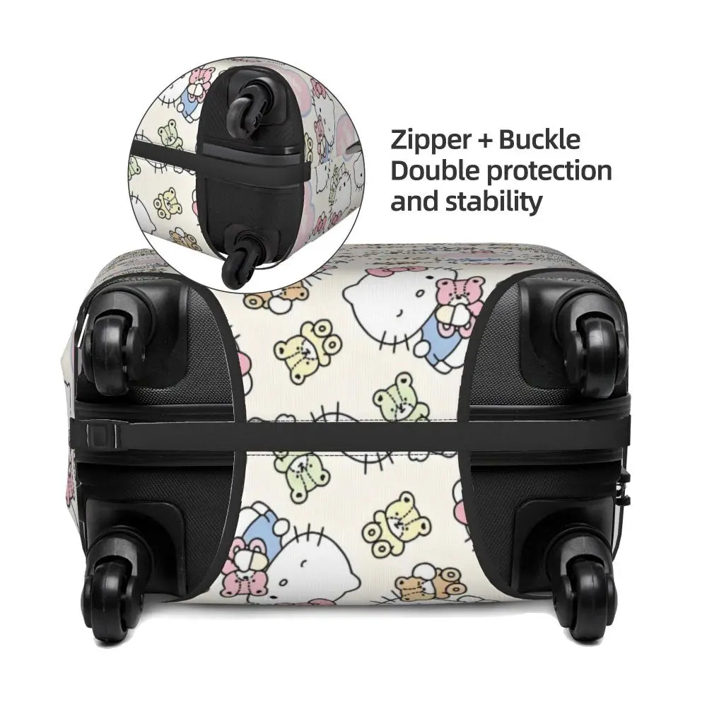 Custom Girls Kitten Classical Printing Luggage Cover Elastic Cute KT Cat Travel Suitcase Protective Covers Fits 18-32 Inch