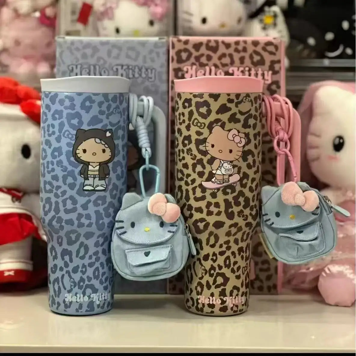 Stainless Steel Insulated Tumbler – Cute Anime Leopard Print Large Capacity Straw Cup – Trendy Travel Water Bottle for Women & Girls