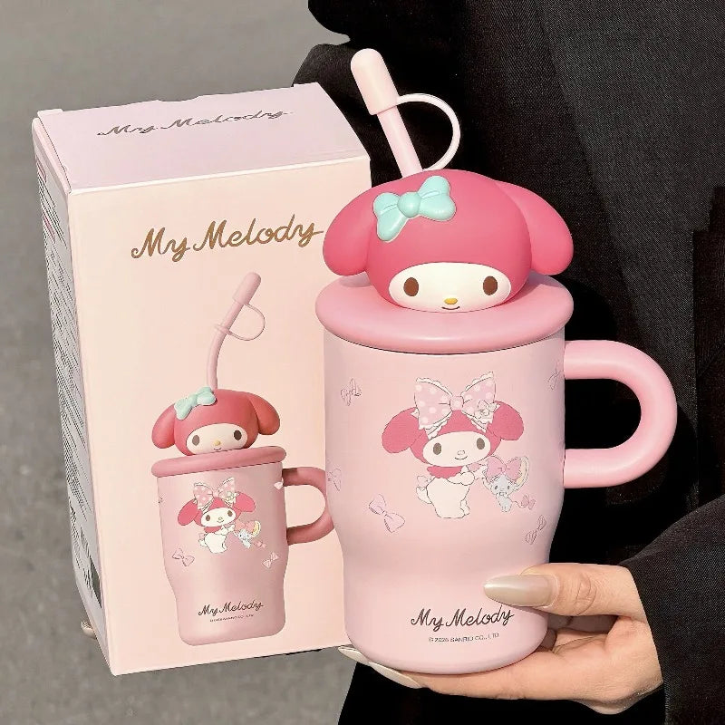 Anime Sanrio Hello Kitty Thermos Cup Cinnamoroll Girls Gift Cute Large Capacity Sippy Cup Cartoon Kawaii Lovely Student 2026