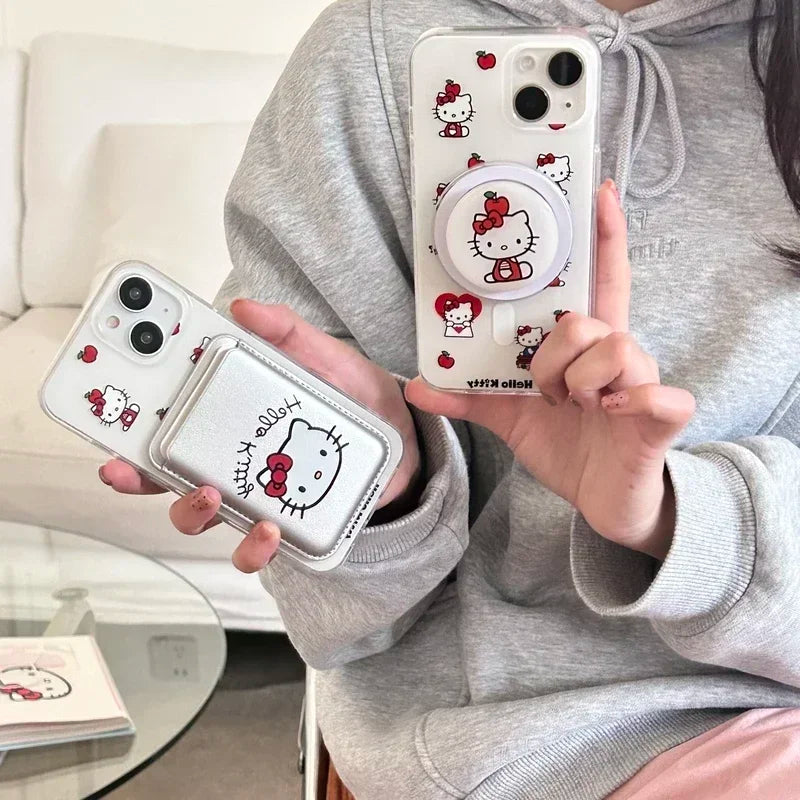 Hello Kitty MagSafe Wallet Phone Case – Magnetic Card Holder & Wireless Charging Cover for iPhone 13, 14, 15, 16 & 17 Pro Max