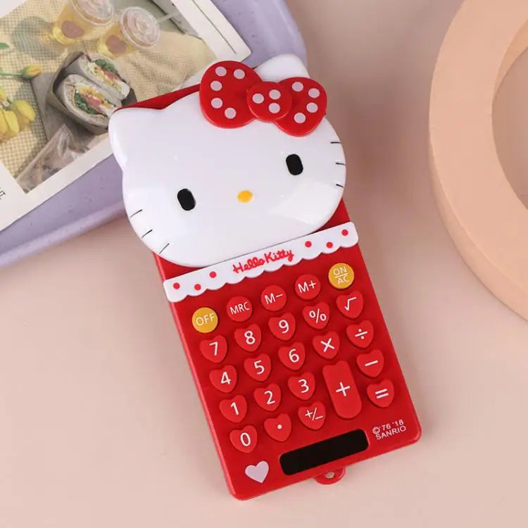 Cute Hello Kitty Cartoon Push Cover Calculator – Multi-Functional Portable Desk Calculator – Creative Student Back-to-School Gift