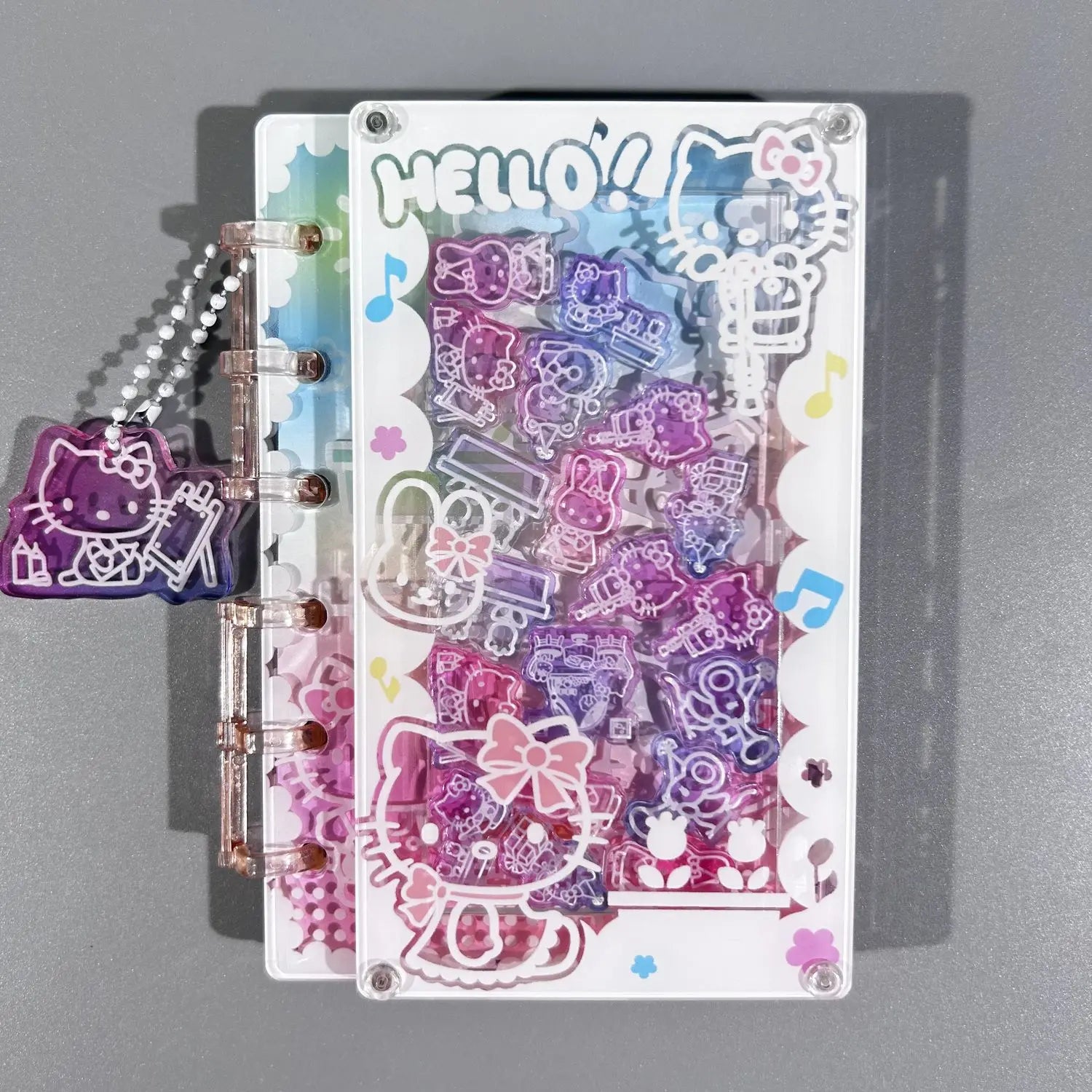 Hello Kitty Shake Book Acrylic Loose-Leaf Notebook – Cute Kawaii Cartoon DIY Student Journal – Personalized Creative Writing Book & Gift